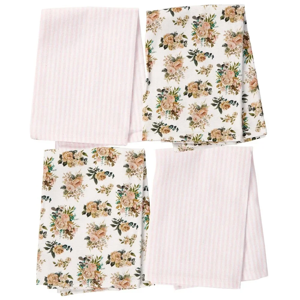 Cabbage Rose Cotton Linen Napkin Set of 4 | 15